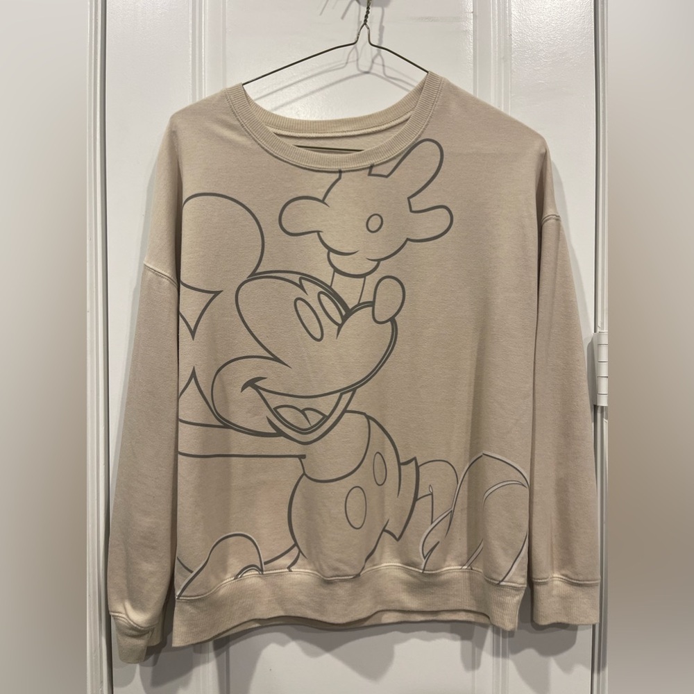 Disney Mickey Mouse Ultra Soft Off White Graphic Sweatshirt Women's (size M)
